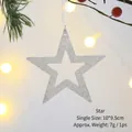 Stella di Natale glitterata argento con nastro bianco per albero, 10x9,5 cm - Ciondolo Pentagramma