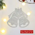 Sparkling white glitter double bell ornament with ribbon for Christmas tree decoration - Bell Pendant