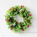 Corona de flores artificiales de primavera con tulipanes para decorar puertas - Estilo Floral Rojo Blanco de Eucalipto
