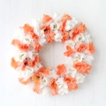 Artificial white and orange rose wreath with decorative mesh for home wall hanging - Orange White Rose Gauze Style