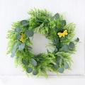 Artificial eucalyptus wreath with yellow honeybees for spring and summer door decor - Eucalyptus Bee Decoration Style