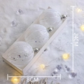 Three-piece white glitter Christmas ball ornament set in an 8cm gift box - Transparent White Christmas Ball