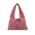 Borsa a spalla vichy rossa e bianca alla moda con cinturini a fiocco e design minimalista - Rosso
