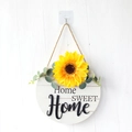 Home Sweet Home wooden sign with artificial sunflowers and eucalyptus leaves - Sunflower Home Sweet Home Plate