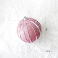 Pallina di Natale rosa da 8cm con glitter e decorazione di catene di perle - Stile catena a sfere