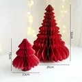 Lot de deux sapins de Noël en papier nid d'abeille rouge avec fermeture magnétique dorée - Rouge Style (Magnétique)