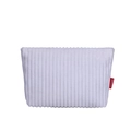 Minimalistische weiße Cord-Handtasche für Damen mit rotem Mode-Etikett auf weißem Grund - Weiß