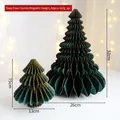 Sapins de Noël en papier nid d'abeille vert foncé avec bordures dorées scintillantes - Vert Foncé Style (Magnétique)