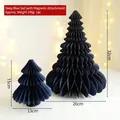Lot de deux sapins de Noël en papier alvéolé bleu marine avec paillettes dorées et aimants - Bleu Foncé Style (Magnétique)