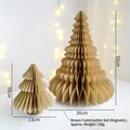 Lot de sapins de Noël en papier nid d'abeille marron avec design pliable magnétique - Brun Style (Magnétique)