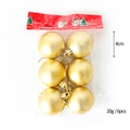 Set di 6 palline di Natale oro opaco, decorazioni in plastica da 4cm con cordini oro - 4cm / Oro Opaco