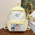 Mochila linda con lunares amarillos para estudiantes y bolsillo frontal claro - Amarillo