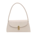Bolso cuadrado minimalista de cuero blanco crema con elegante hebilla de metal dorado - Blanco