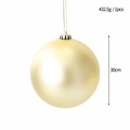 Palla di Natale oro opaco da 30cm con design leggero da 432,5g e cordino dorato per appendere - 30cm / Oro Opaco