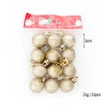 Set di 12 palline di Natale glitterate oro 3cm con cordini dorati nella confezione - 3cm / Oro Brillantini