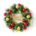 30/40cm Kerstkrans met dennennaalden, rode gouden ballen en feestelijke groeten - Rood Goud Bal en Paddenstoel Stijl (A04)