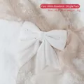 Sparkly white glitter Christmas bow ornament for tree decoration 19.5 by 18cm size - White with Bowknot