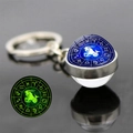 Porte-clés boule de verre Capricorne phosphorescent avec base en métal argenté - 10-Capricorne