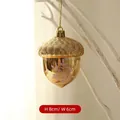 Set de 3 adornos navideños de avellana dorada con purpurina y copos de nieve blancos - Avellana Dorado