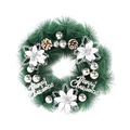 Détail d'une couronne de Noël en aiguilles de pin avec boules argentées et pommes de pin - 40CM / Argent