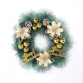 Couronne de Noël classique en sapin vert avec fleurs dorées, pommes de pin et signe Merry Christmas - 40CM / Or