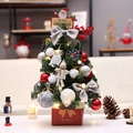Mini árbol de Navidad de mesa con bayas rojas, búhos y luces LED en caja de regalo roja - Árbol de Navidad Estilo Coreano 60CM - Gris