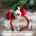 Kerst hoofdband met rode lovertjes hart en rendiergewei, afmeting 17x17cm - Haarbal hart stijl hoofdband
