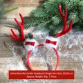 Serre-tête de Noël renne en velours rouge avec pompons blancs pour décoration de fête - Serre-tête cornes de renne en velours (Rouge)