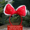 Kerst hoofdband van rood fluweel met gouden sneeuwvlokken en witte imitatiebontrand - Sneeuwvlok strik hoofdband
