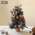 60cm flocked Christmas tree with warm LED lights, champagne bows, and pinecones decoration - Blueberry Tree Style / Height Approximately Sixty
