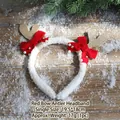 Serre-tête de Noël avec nœud rouge, peluche blanche et bois de renne dorés - Serre-tête nœud rouge