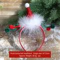 Serre-tête de Noël avec mini bonnet de Père Noël en peluche et sequins brillants - Serre-tête style peluche