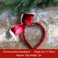 Serre-tête nœud de Noël en velours rouge et peluche blanche, accessoire de fête 17x20cm - Grand serre-tête nœud rouge