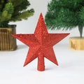 Sparkling red star tree topper with glitter finish for Christmas decoration - 24.5cm / Red
