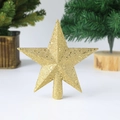 Estrella dorada de 19,5 cm para copa de árbol de Navidad con purpurina y lentejuelas - 19.5cm / Dorado