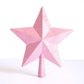 Stereoscopic 24.5cm pink glitter star tree topper for festive Christmas tree decoration - 24.5cm / Pink