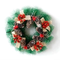 Couronne de Noël 30cm avec aiguilles de pin, baies rouges, pommes de pin et nœud - Vintage Red and Green Berry Style (A13)
