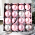 Set di 16 palline di Natale rosa e argento con motivi a fiocchi di neve e renne - Rosa