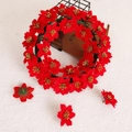 Artificial red poinsettia wreath with golden glitter center for Christmas tree decoration - Red Small Flower Wreath