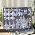 Silver and white Christmas ball ornament set in a window box for tree decoration - Silver