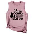 Pink crew neck sleeveless vest featuring black graphic print and stylish side knot - Rose Gold
