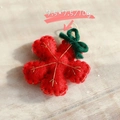 Red wool felt snowflake ornament with green knot and hand-stitched detail, 7.5x7.5cm size - Red Clover/Snowflake Hanging Decoration