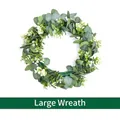 Large Nordic eucalyptus wreath featuring lush green leaves and white accent flowers - 40cm Green Wreath