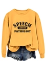 Detail view of yellow Speech Language Pathology sweatshirt with black letter printing - Yellow (Black Print)