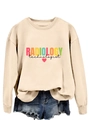 Détail de l'imprimé radiology technologist et cœur rouge sur sweatshirt beige à manches - Sweat-shirt Couleur Sable (Texte Noir)