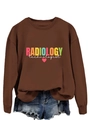 Détail du texte Radiology Technologist et imprimé cœur sur sweat à col rond marron - Sweat-shirt Couleur Café (Texte Blanc)
