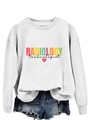 Détail de l'imprimé Radiology Technologist et cœur rouge sur un sweat-shirt blanc - Sweat-shirt Blanc (Texte Noir)