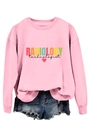 Détail du sweat-shirt rose radiology technologist avec graphique cœur et short en jean - Sweat-shirt Rose (Texte Noir)