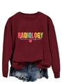 Détail de l'imprimé Radiology Technologist sur un sweat-shirt bordeaux à col rond - Sweat-shirt Bordeaux (Texte Blanc)