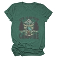 Macro detail of the campfire outdoor print on a dark green crew neck cotton t-shirt - S / Vintage Green